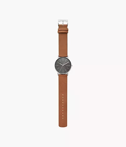 Skagen Hagen Horloge voor dames, kwarts driehandig uurwerk met roestvrij stalen of leren band Skagen Hagen Horloge voor dames, kwarts driehandig uurwerk met roestvrij stalen of leren band